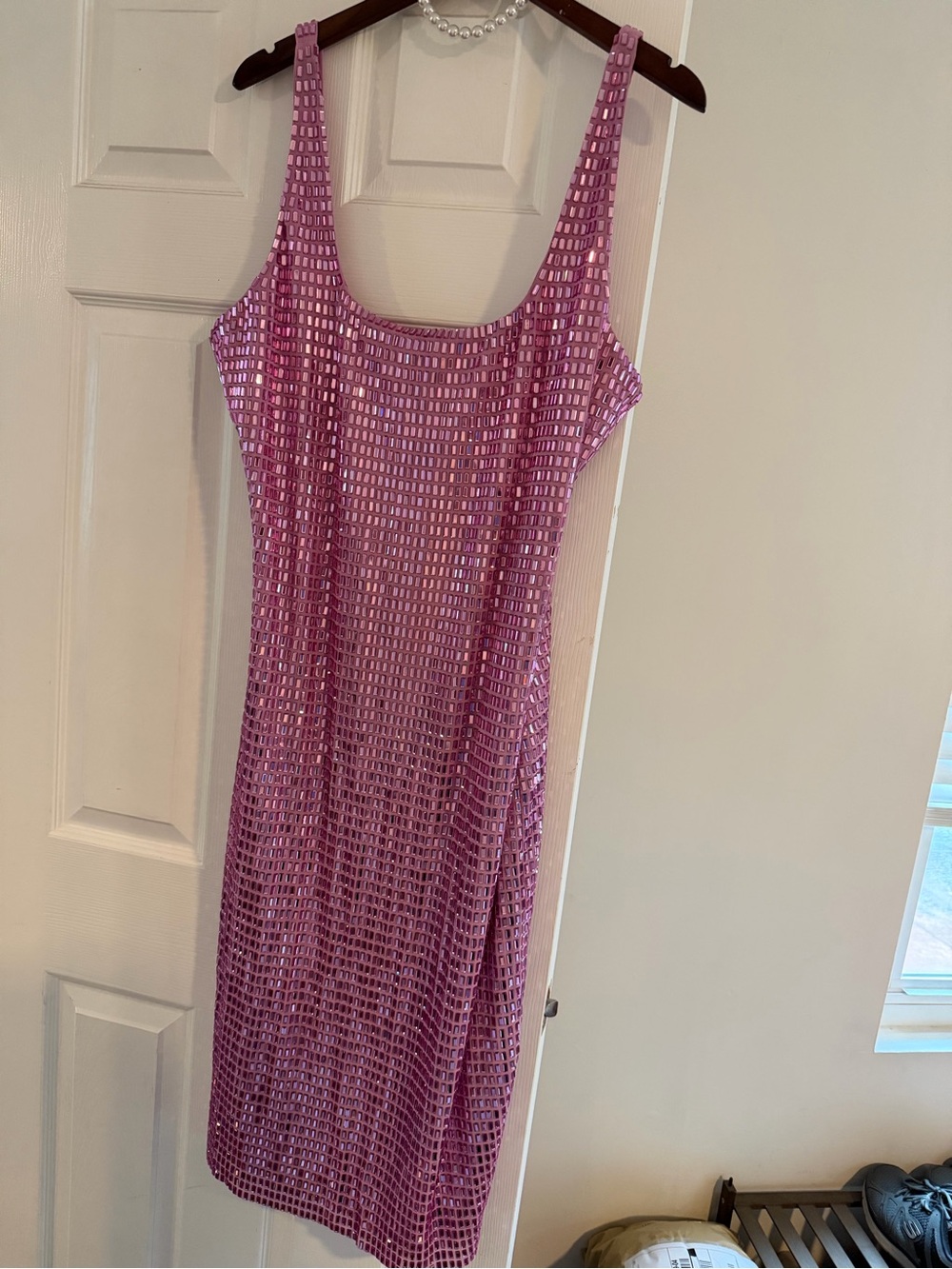 PrettyLittleThing Pink Mauve Sequin Midi Slip Dress